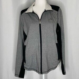 Lauren Active Ralph Lauren Black & Cream Striped Full Zip Jacket size XL